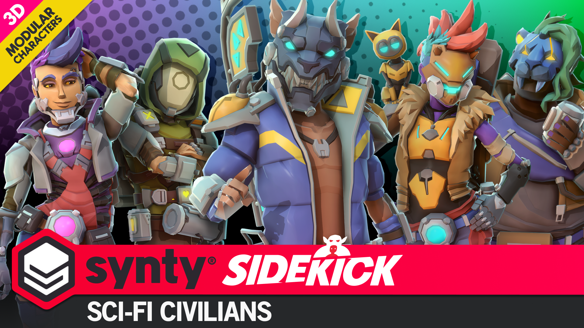 Sci-Fi Civilians - Sidekick Modular Characters by Synty | Fab