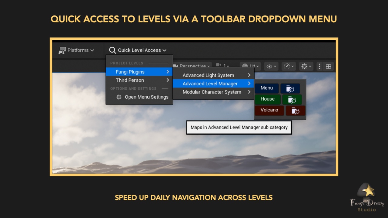 Media 1 for listing Quick Level Access : Level switching - Toolbar Dropdown Menu - Tool