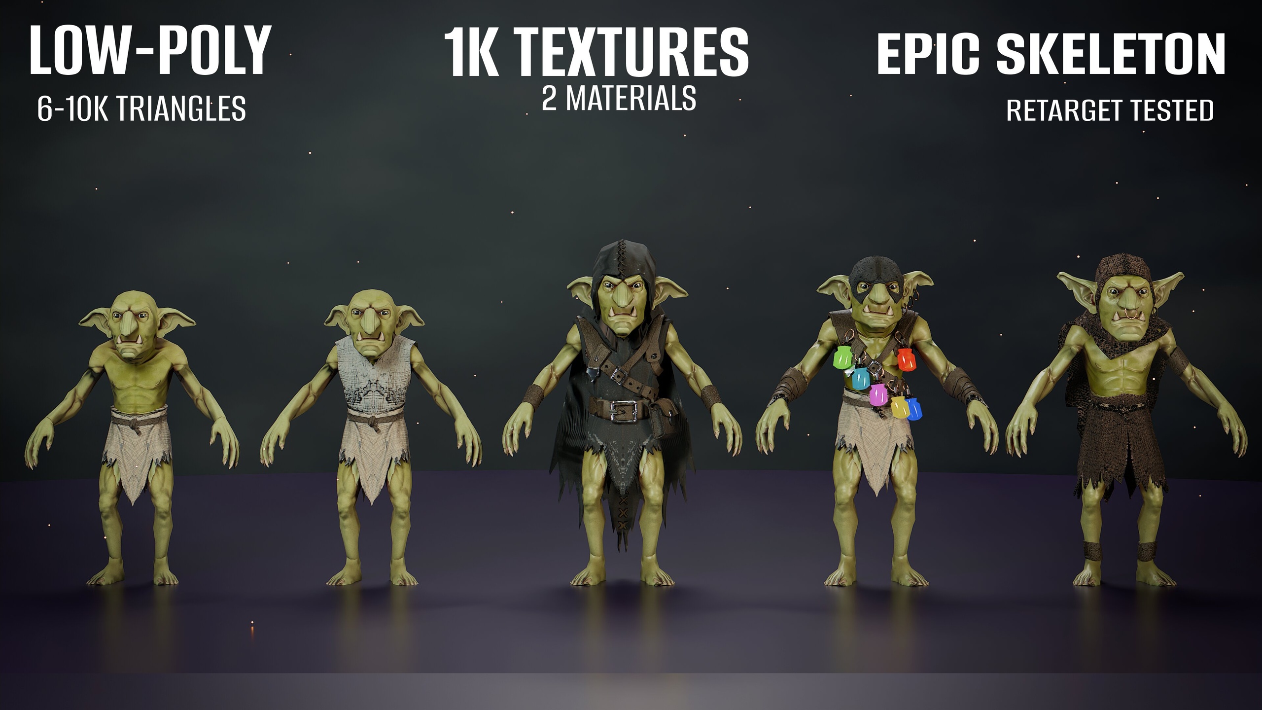 Media 1 for listing Goblin Faction – Stylized Enemy Pack Vol.1 | Rigged | Epic Skeleton | Dark Fanta