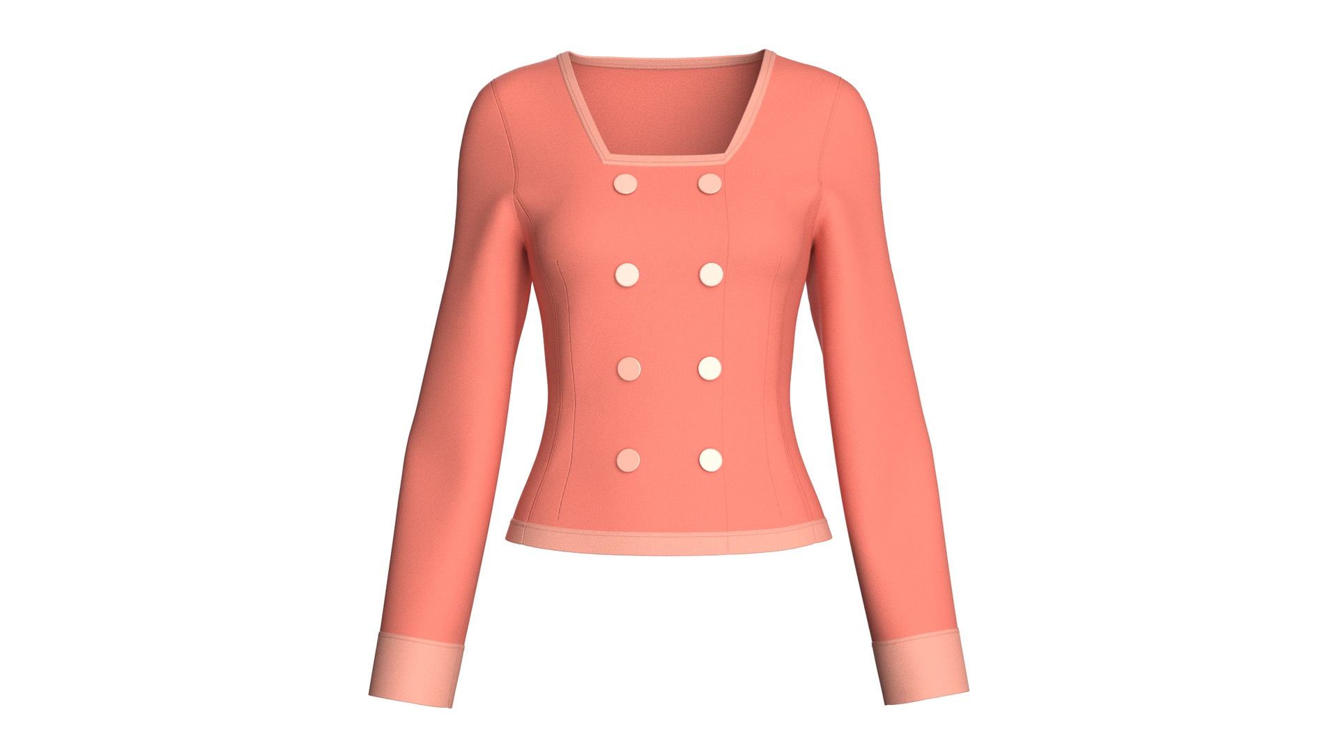 Media 1 for listing Girls Crop Square - Neck Double Breasted Blazer | High Poly