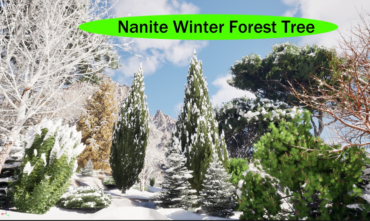 Media 1 for listing Nanite Tree Collection - Winter Snow plants Forest Trees Pack 55
