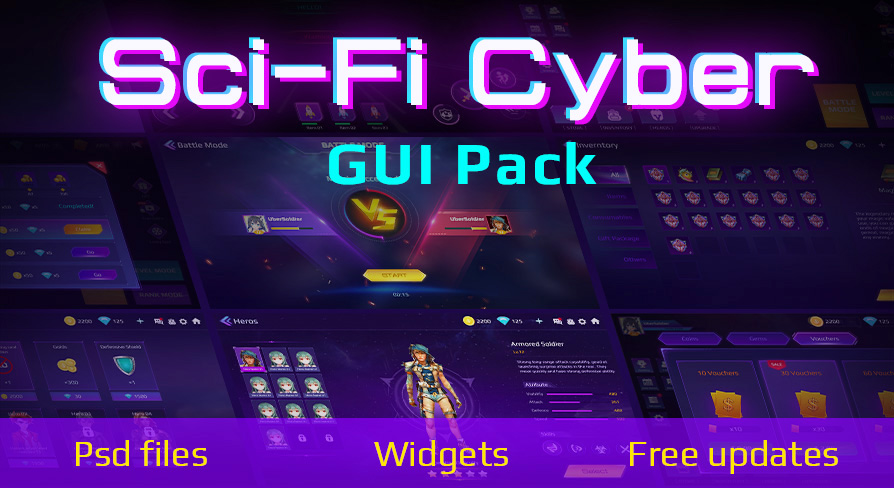 Cyber Gui Sci-Fi Cyber UI Pro_Purple Theme | Fab