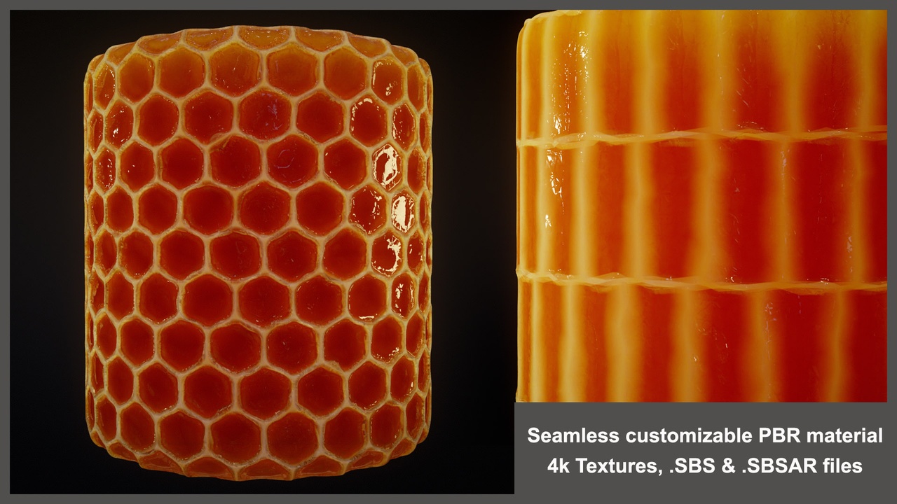 Media 1 for listing Honeycomb and Honey Substance material and textures SBS SBSAR