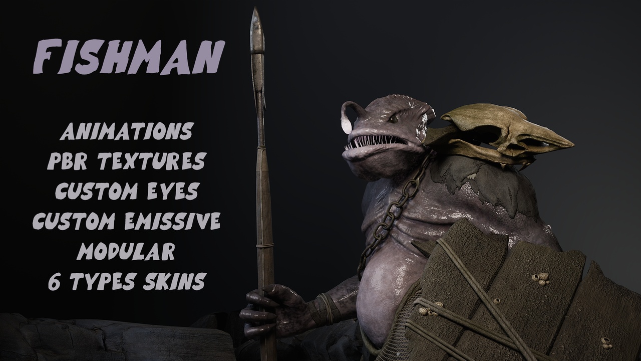 Media 1 for listing Realistic Modular Fishman Creature