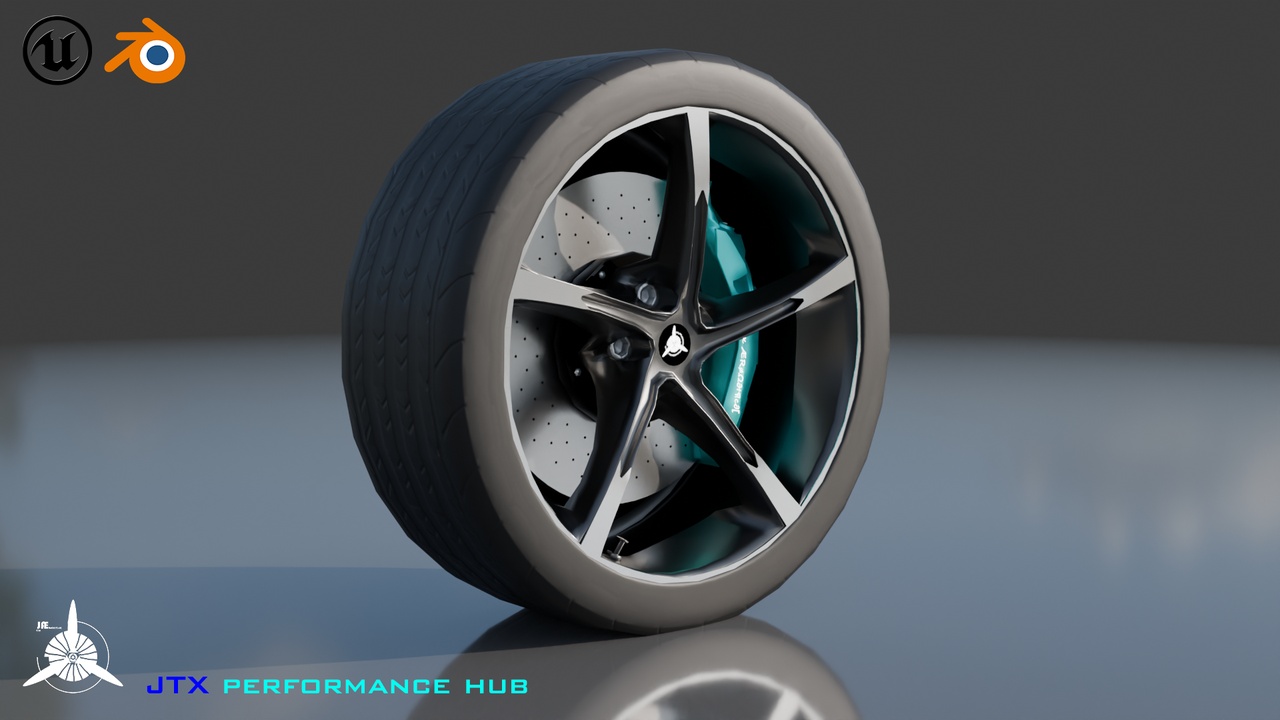 Media 1 for listing JTX AeroCore Hypercar Wheel Assembly – Game Ready Lowpoly