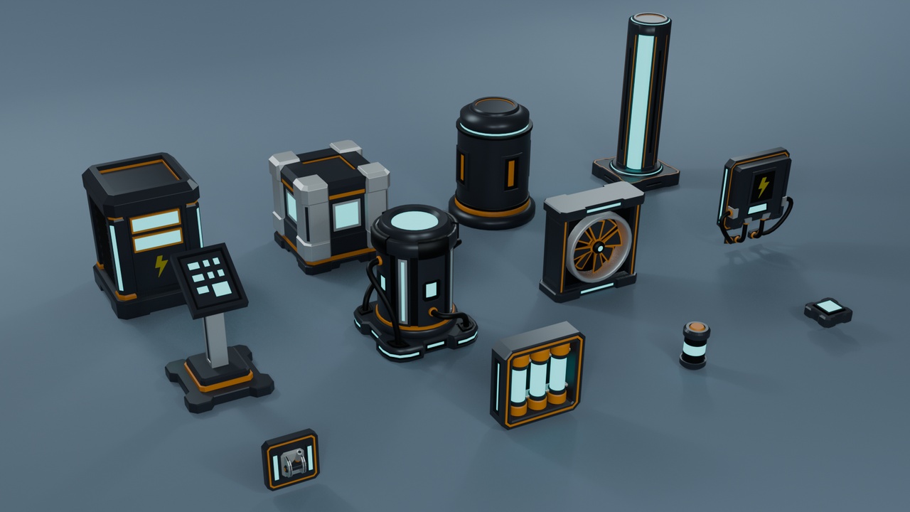 Low Poly Sci-Fi Energy Props Pack B-001 | Fab