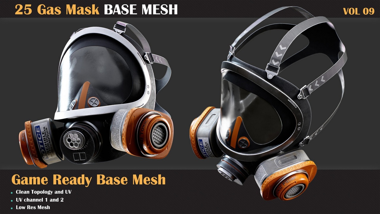 Media 1 for listing 25 Gas Mask Base Mesh - VOL 09 ( Game Ready )