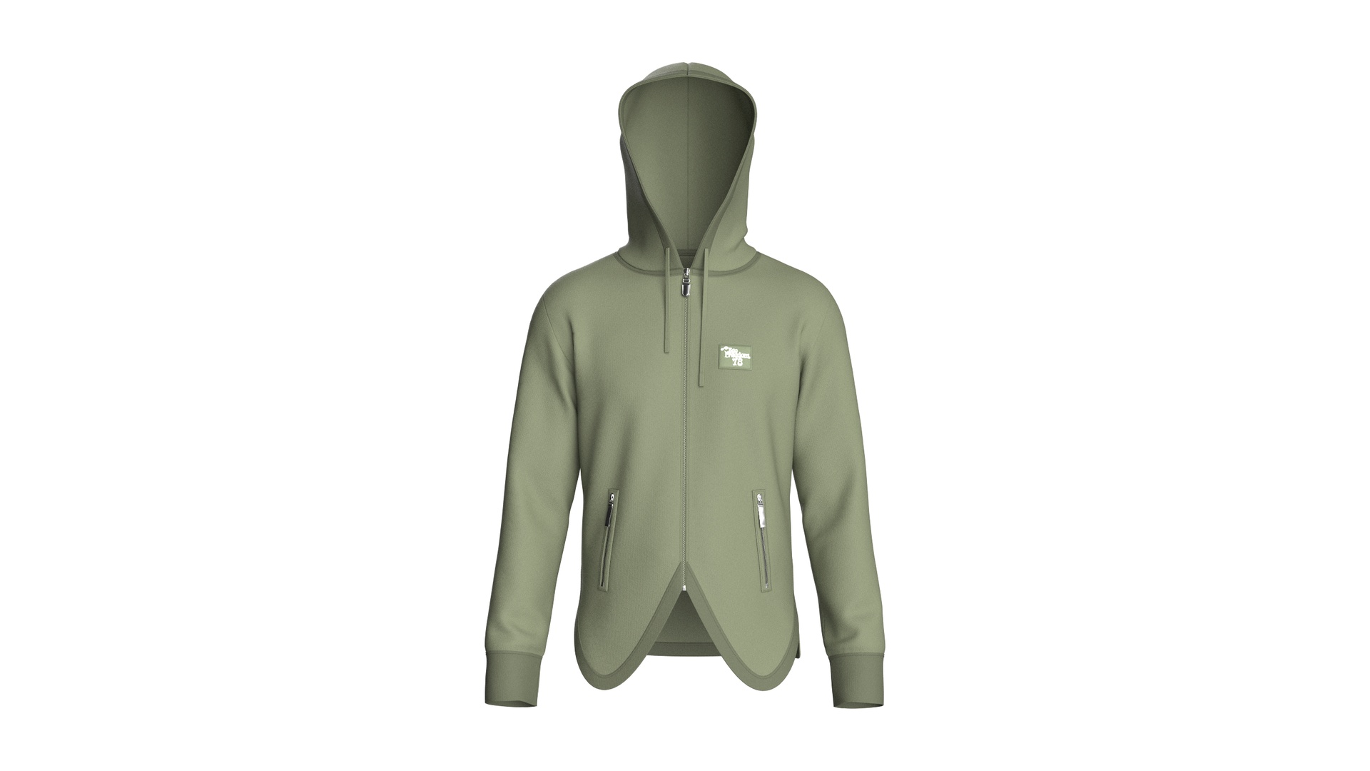 Media 1 for listing Men Curved Hem Zippered Pocket Hoodie | High Poly