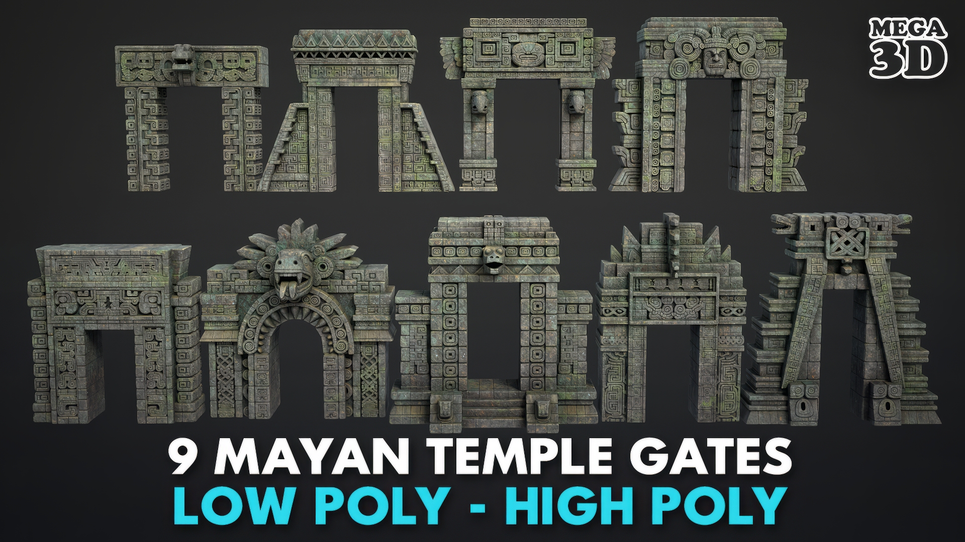9 Mayan Temple Gates 3D Asset Pack 250812 | Fab