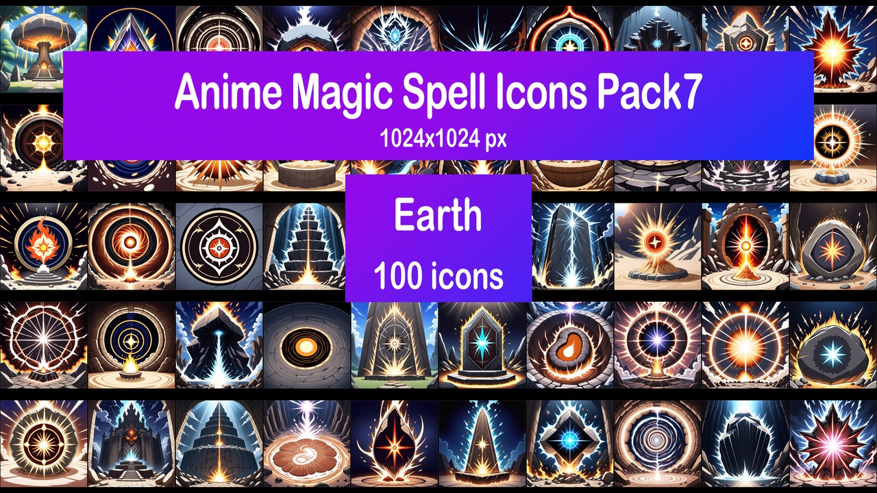 Media 1 for listing Anime Magic Spell Icons Pack7 - Earth