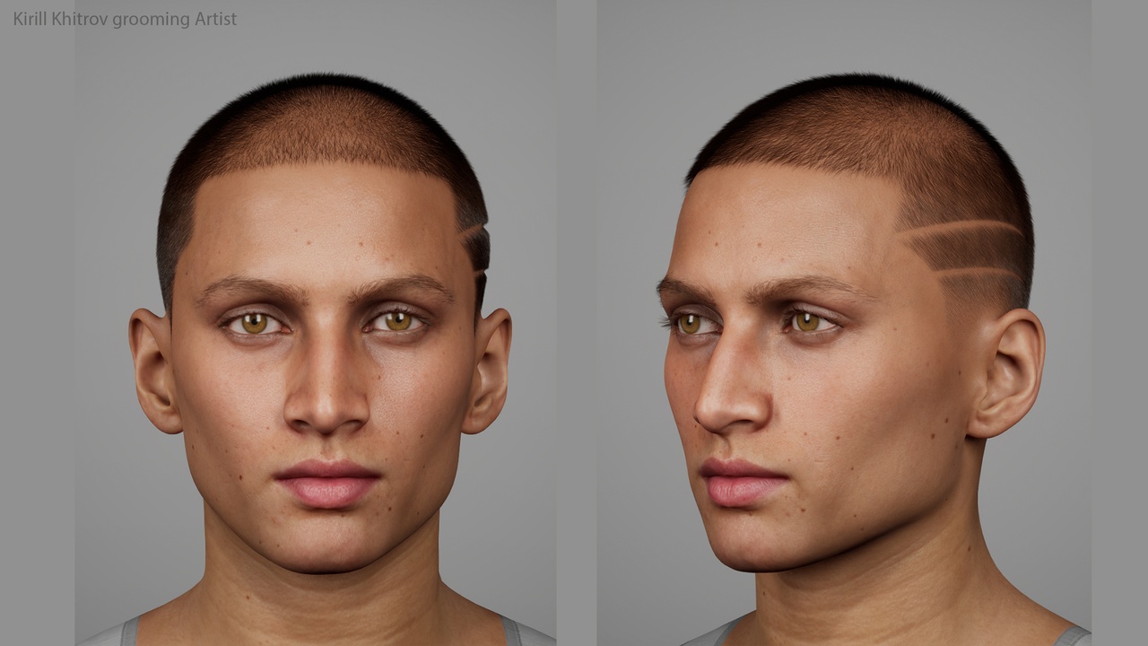 Media 1 for listing Curved Double Slash Buzz Cut Groom for MetaHuman