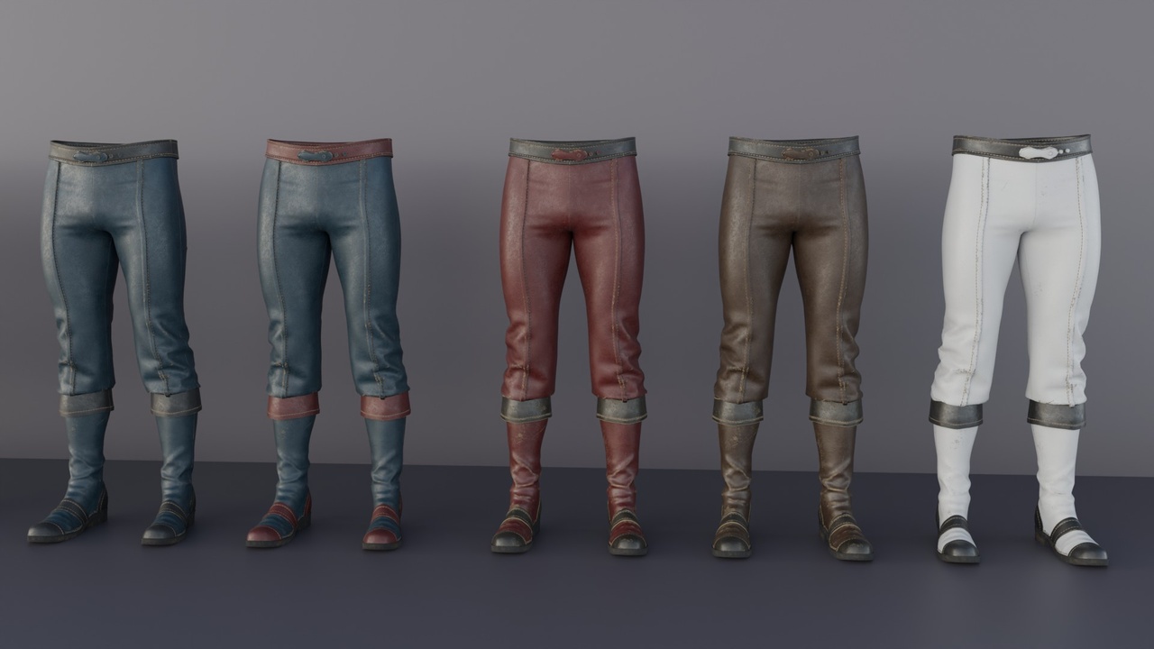 Media 1 for listing High quality Medieval Trousers with Boots Low and High poly 9 colors
