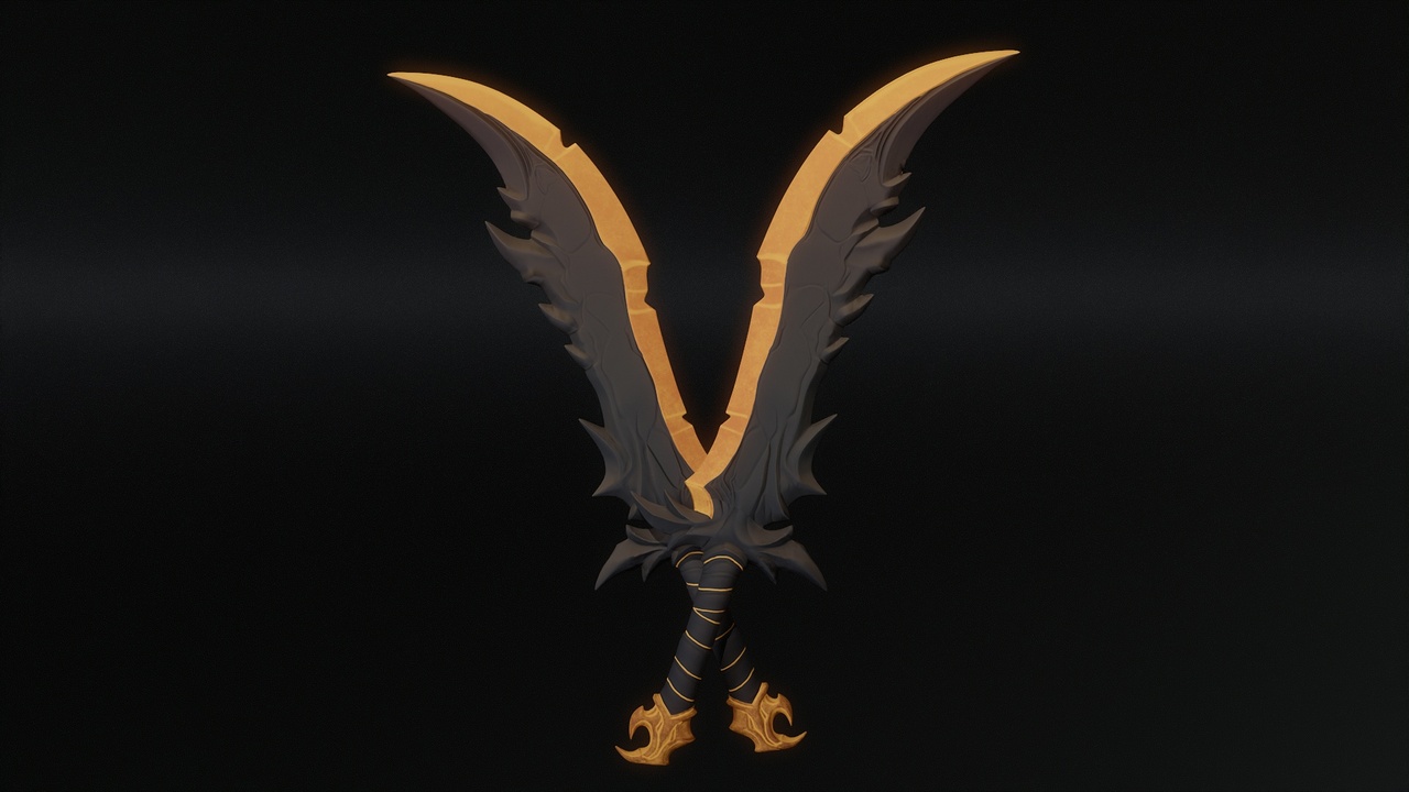 Media 1 for listing Dark Crescent Dualblades | Stylized Game Ready Weapon