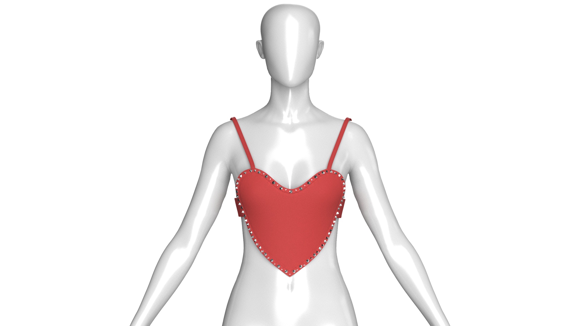 Media 1 for listing Girls Red Heart Crop Top | High Poly