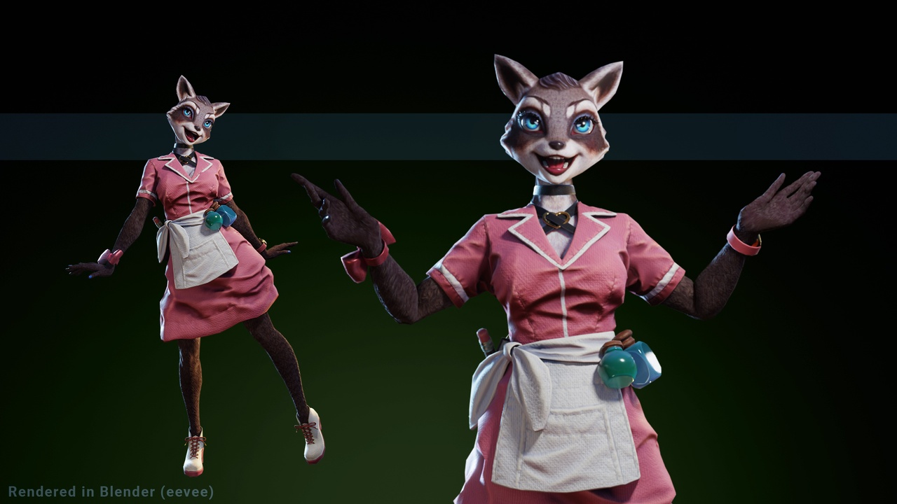 Media 1 for listing Raccoon girl waitress