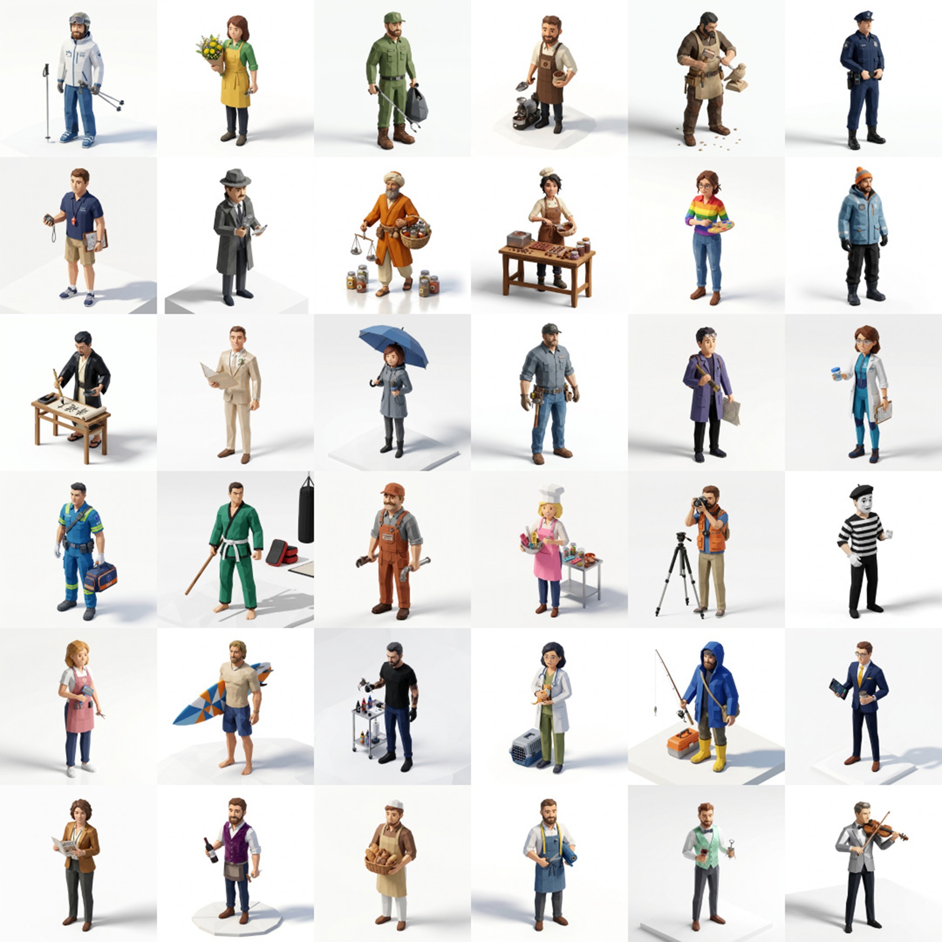 lowpoly casual characters set 1 | Fab