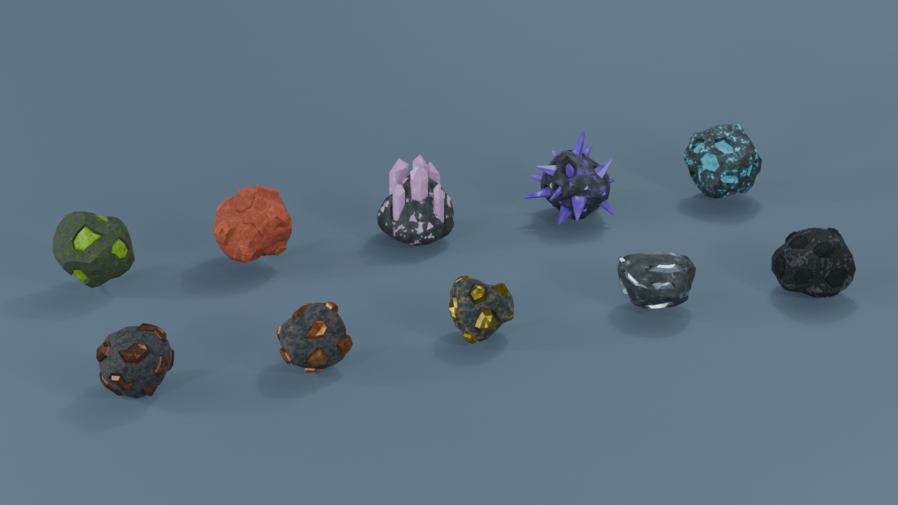 Media 1 for listing Low Poly Sci-Fi Raw Ores Pack I-001