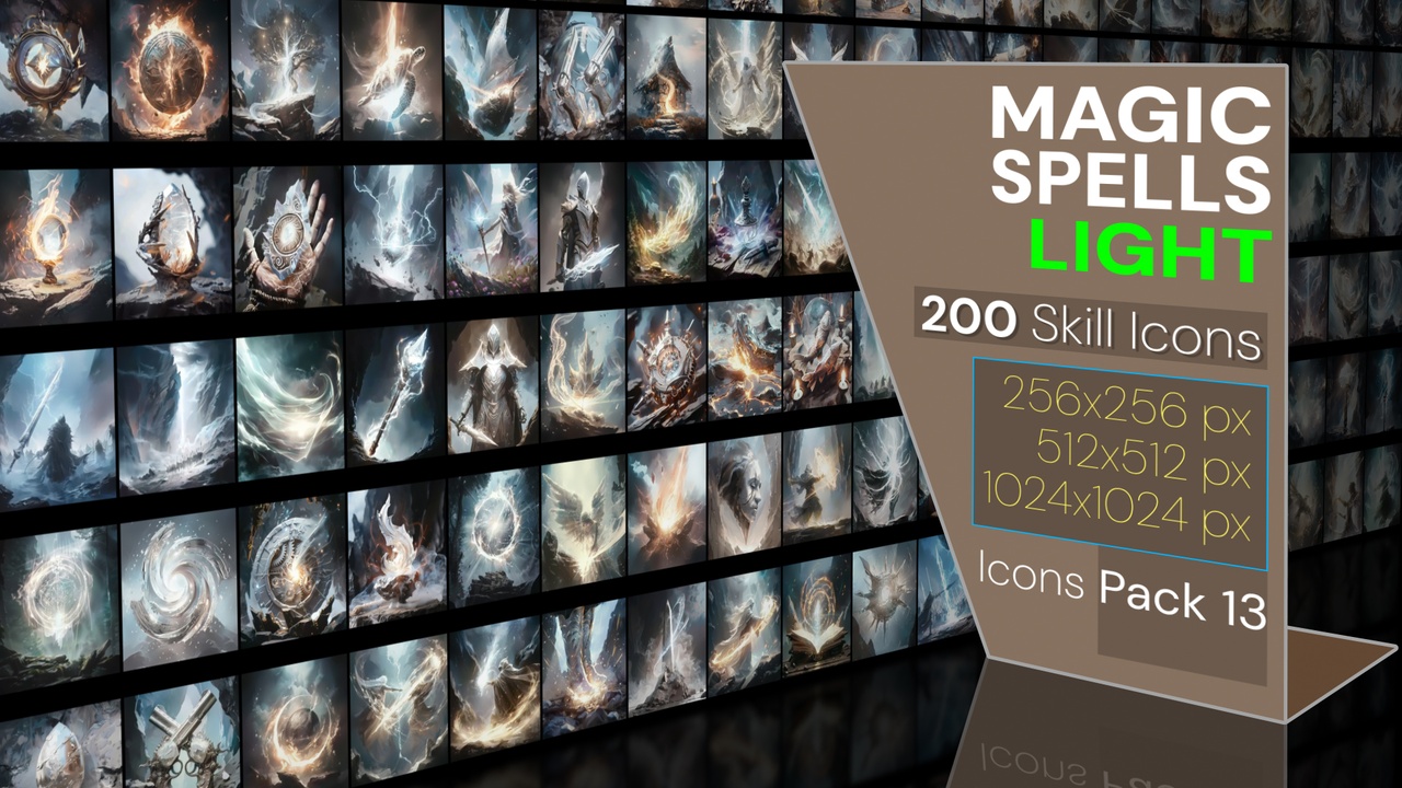 Media 1 for listing 200 Magic Spell Icons Pack 13 - Light