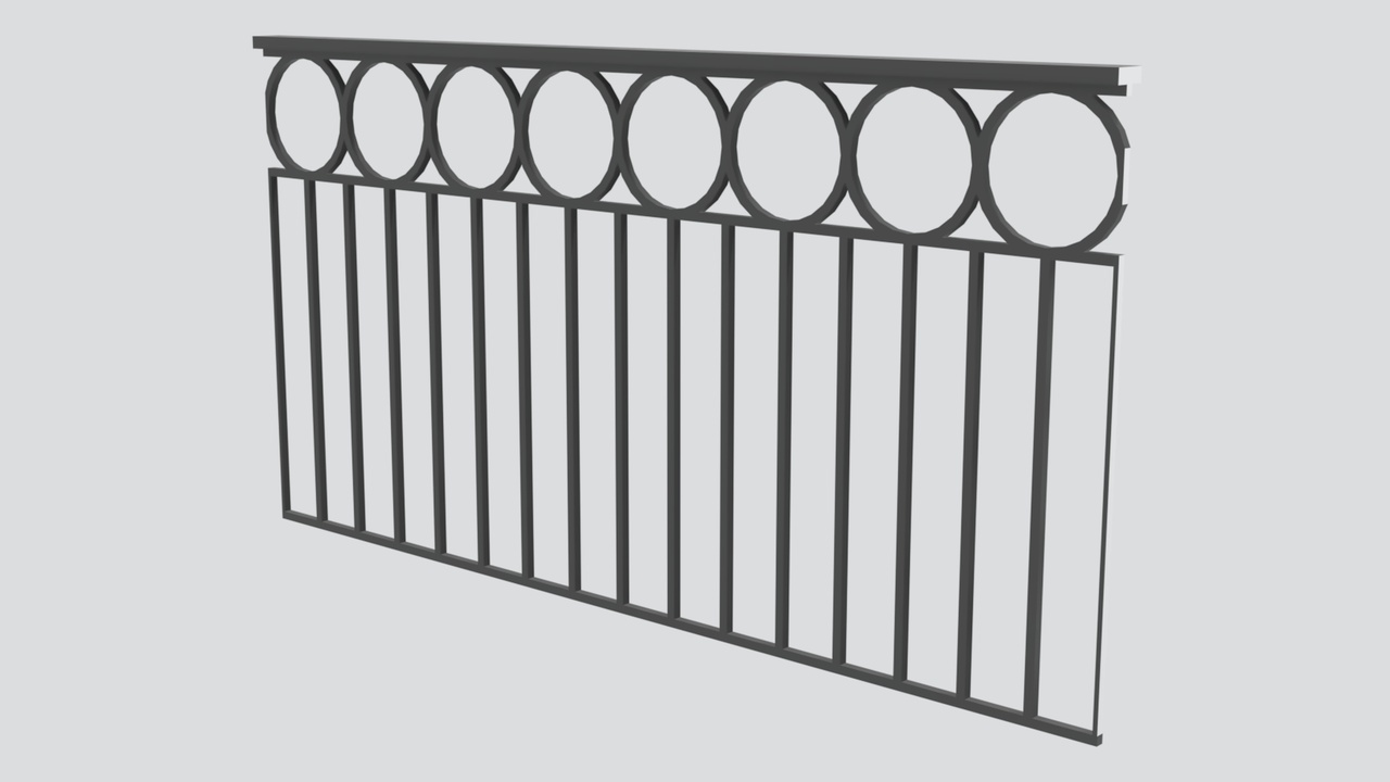 Media 1 for listing Black Metal Balustrade Railing with Circular Motifs 3D Model