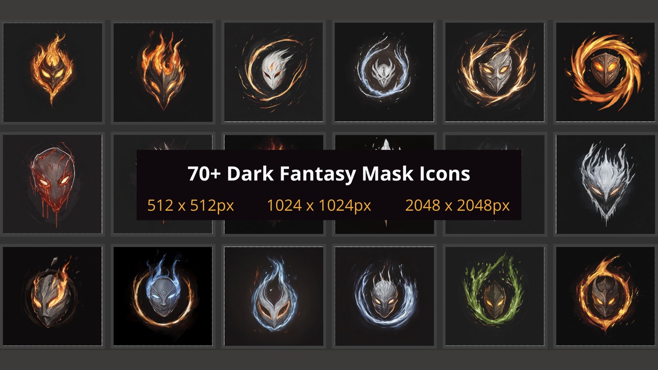 Media 1 for listing 70+ Dark Fantasy Mask Icons 01