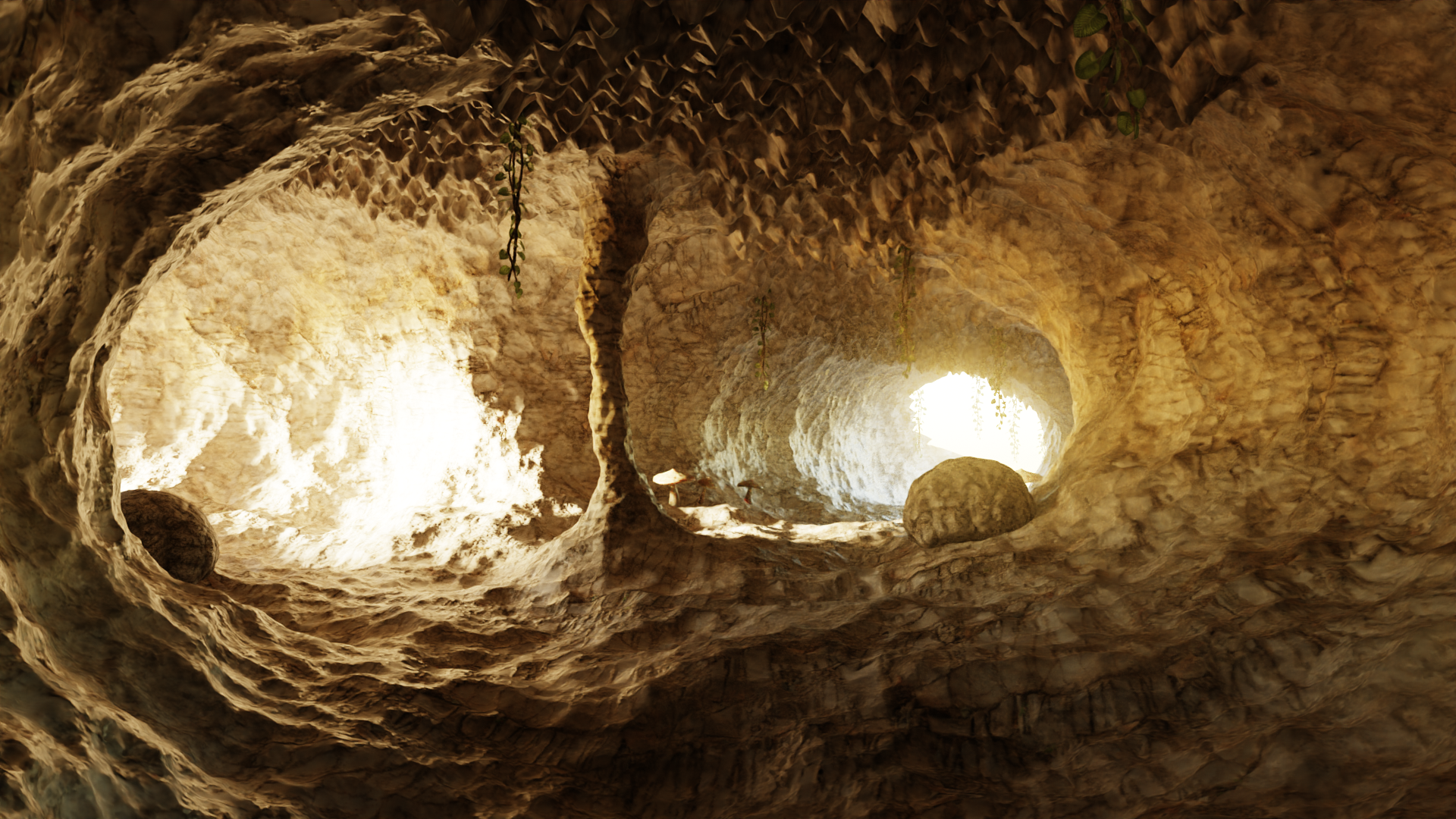 Cave Components Cave V13 - Complex Cave Environment with Vegetation and Rocks | Fab