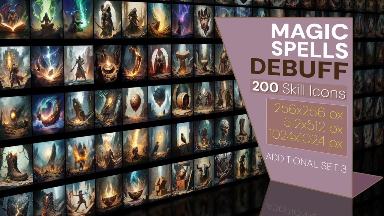 商品 200 additional magical spell icons themed around - Debuff. Pack 3 的媒体 1