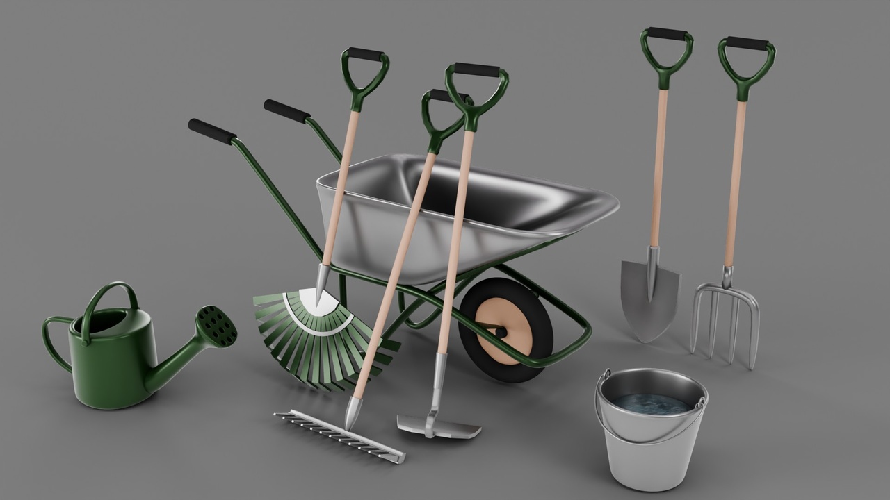 Stylized Cartoon Farm Garden Tools Set | Fab