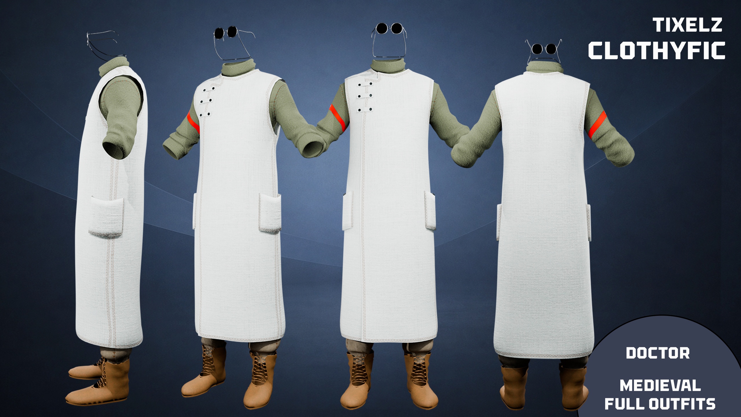 Media 1 for listing Doctor medieval full outfit 18 - clothyfic bundles