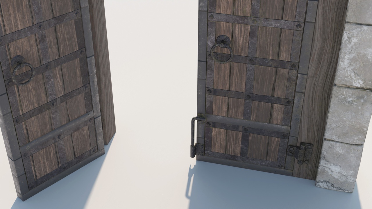 Media 1 for listing Medieval Town Gate Riveted Door - Game Asset | PBR | Low-poly |