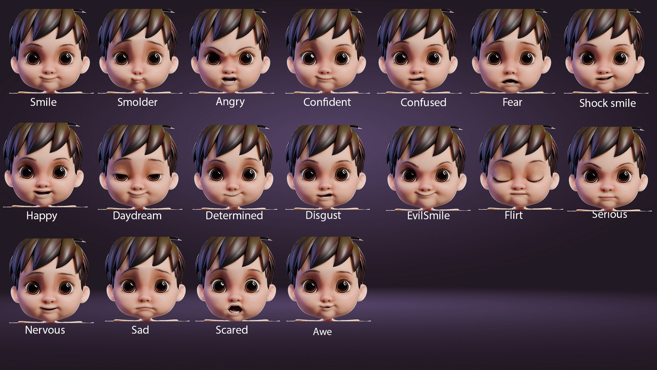 商品 Cartoon Cute Boy Low-poly 的媒体 1