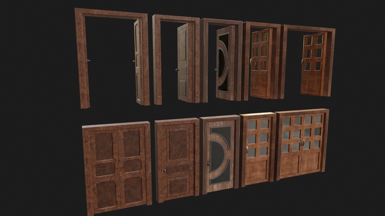 Media 1 for listing Modular Wooden Door Collection (5 Pack) - Game Ready
