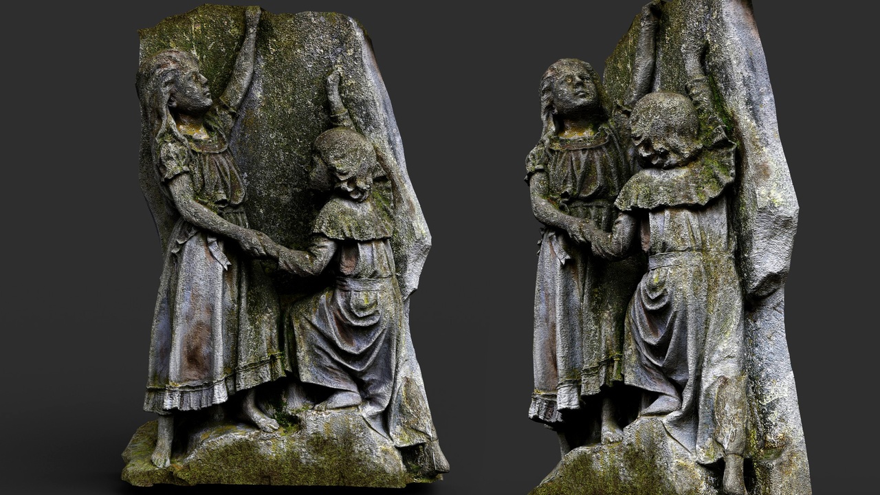 Media 1 for listing tombstone cupids mossy monument PBR photogrammetry