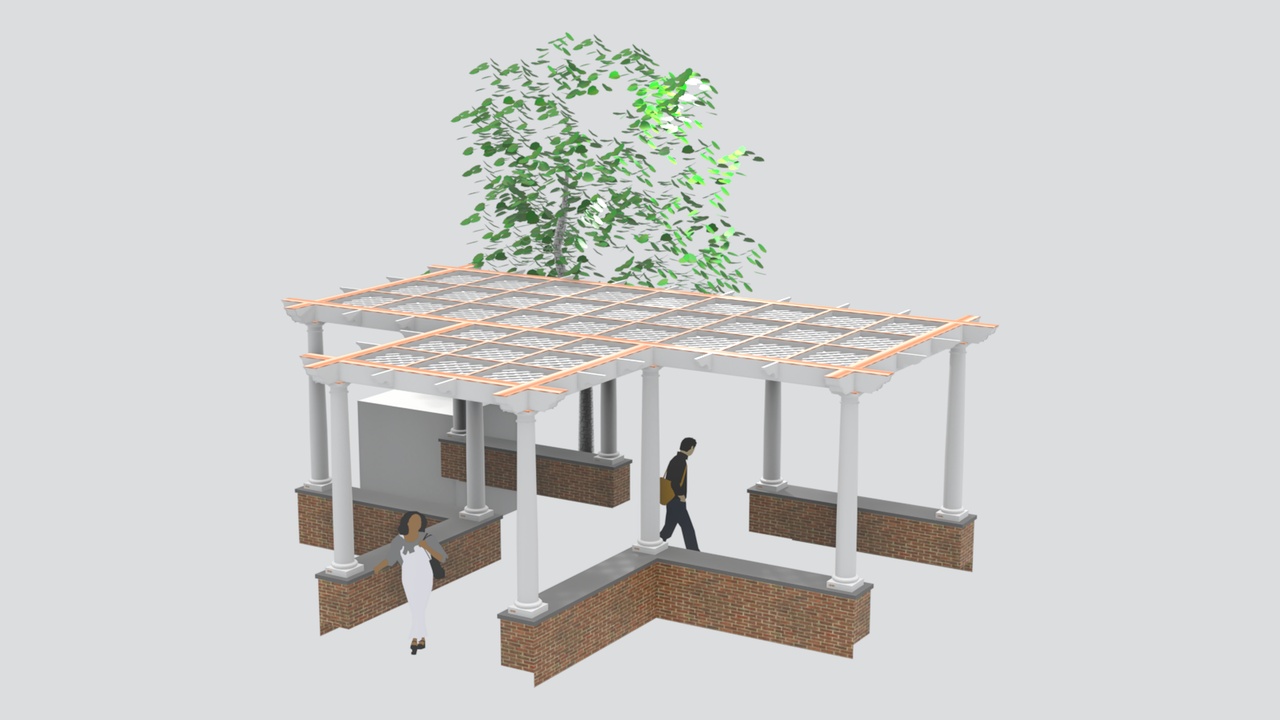 Media 1 for listing Modern Garden Pergola with Wooden Lattice Canopy 3D Model