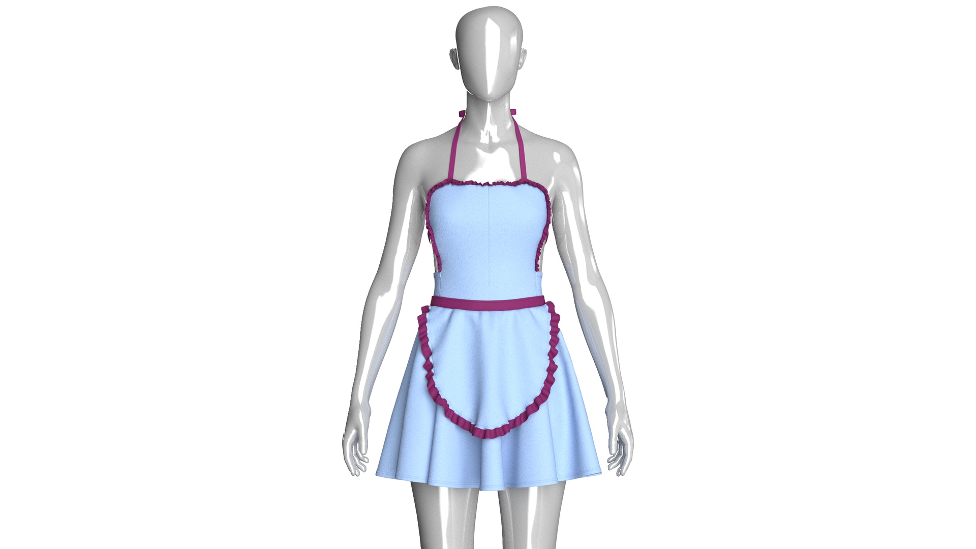 Media 1 for listing Girls Halter Neck Apron Style Mini Dress | High Poly