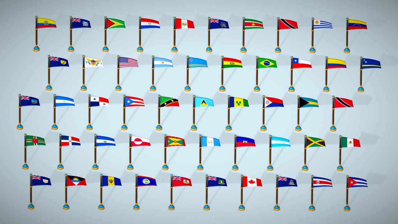 Media 1 for listing America Countries Flags Pack Toon Style Low Poly