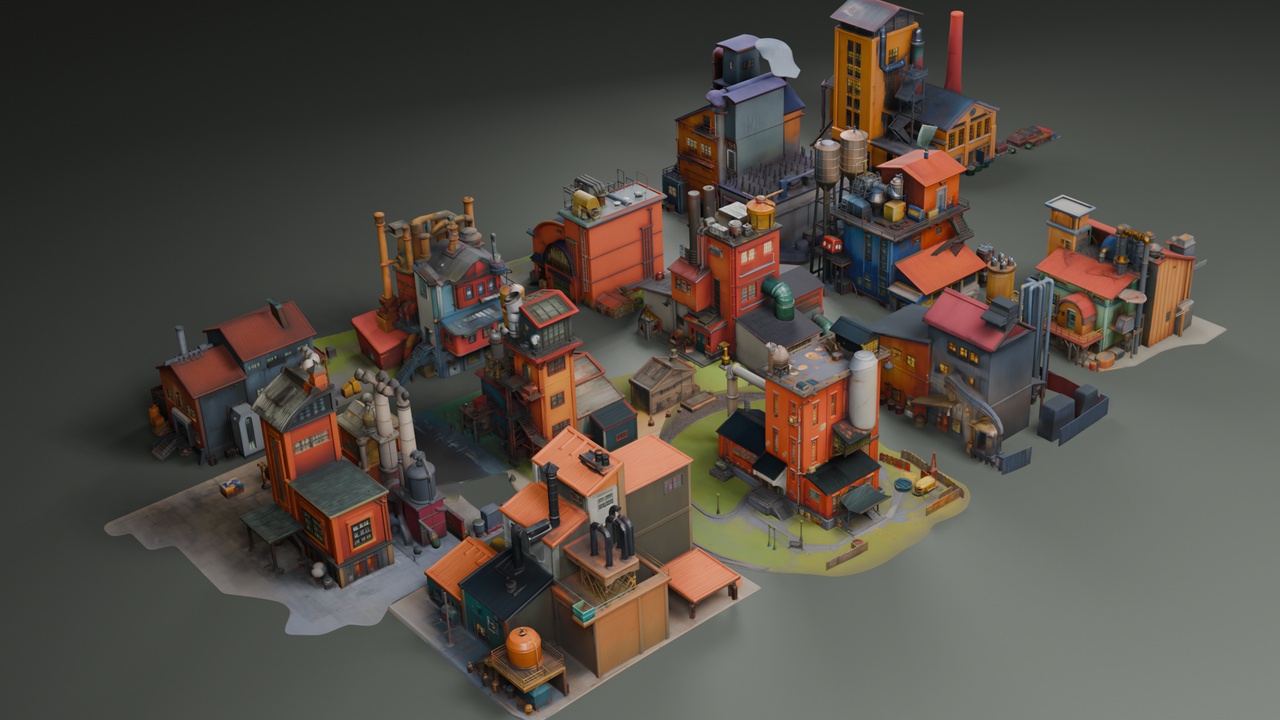Media 1 for listing Stylized Industrial Architecture Set 5π