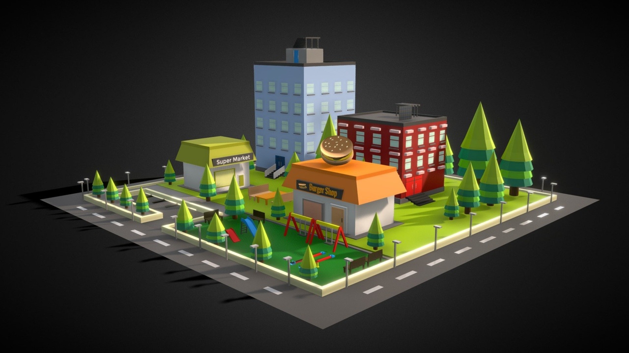 Media 1 for listing Low Poly: Little City - 3D Model