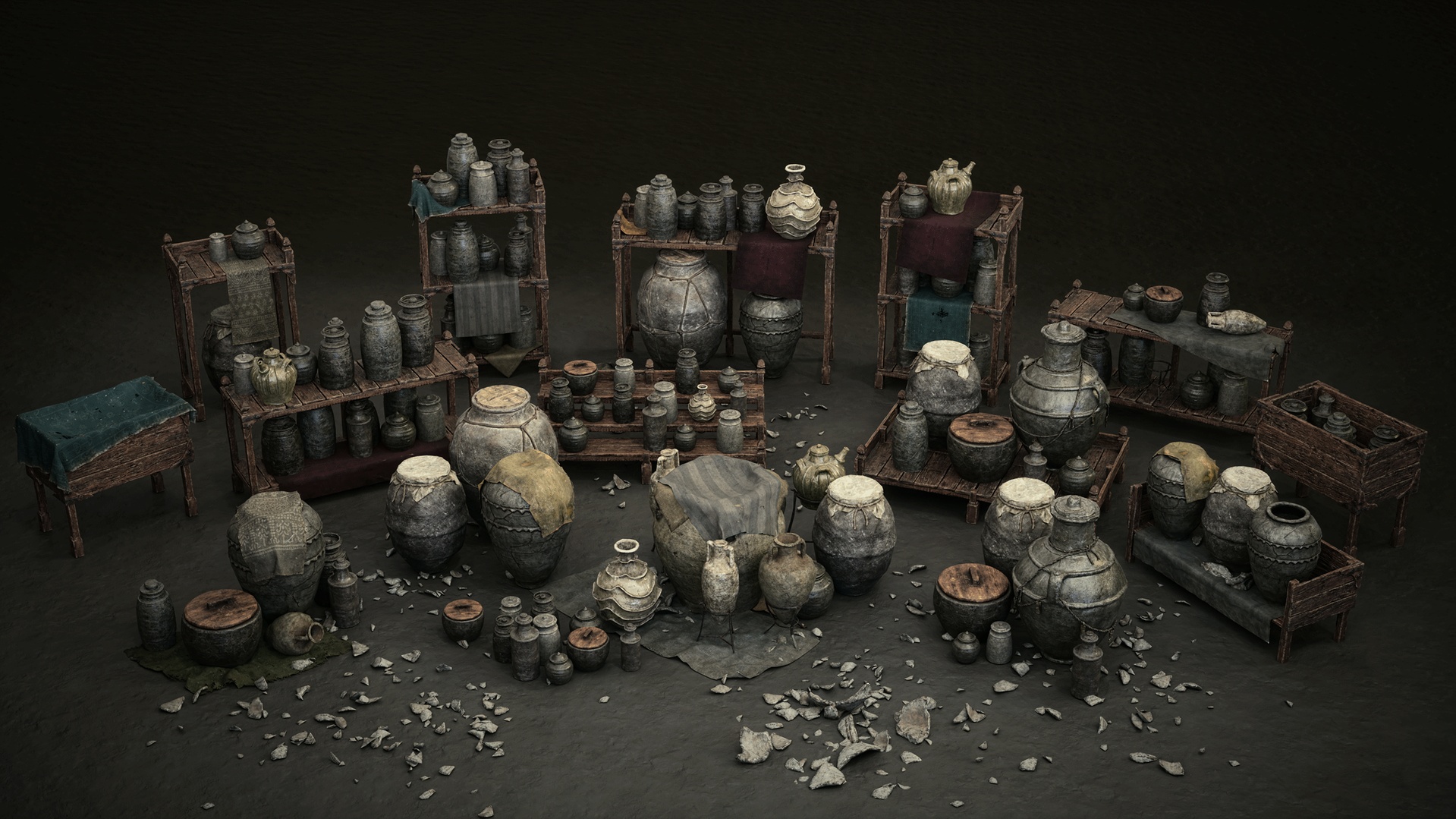 Media 1 for listing Fantasy Vases and Shelves Clutter Pack for UE5