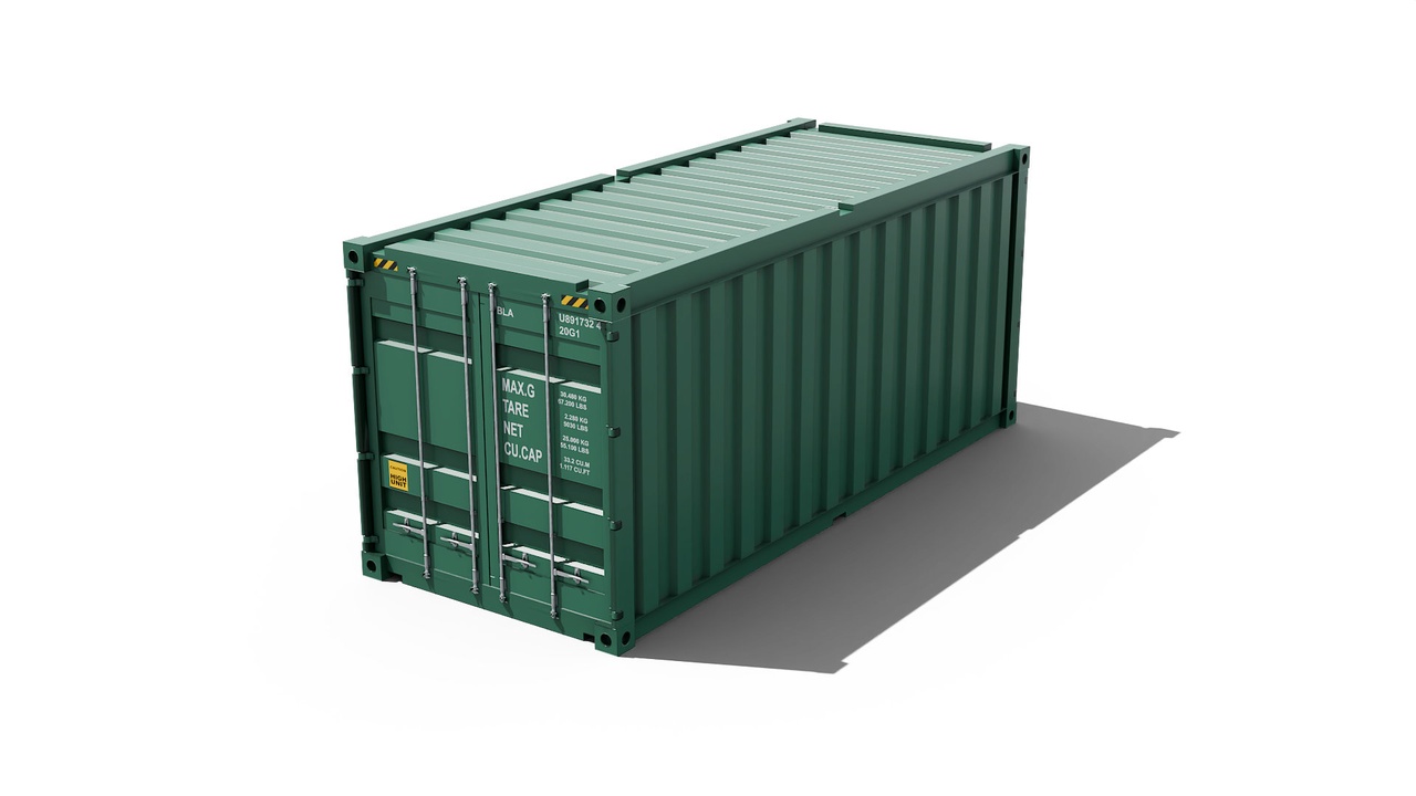 Media 1 for listing 20 Foot shipping container with interior green 3D model