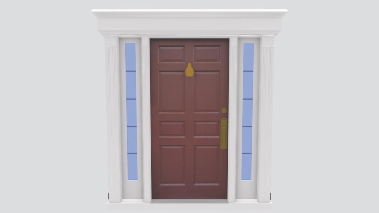 Media 1 for listing Modern Villa Entrance Door with Sidelights 3D Model