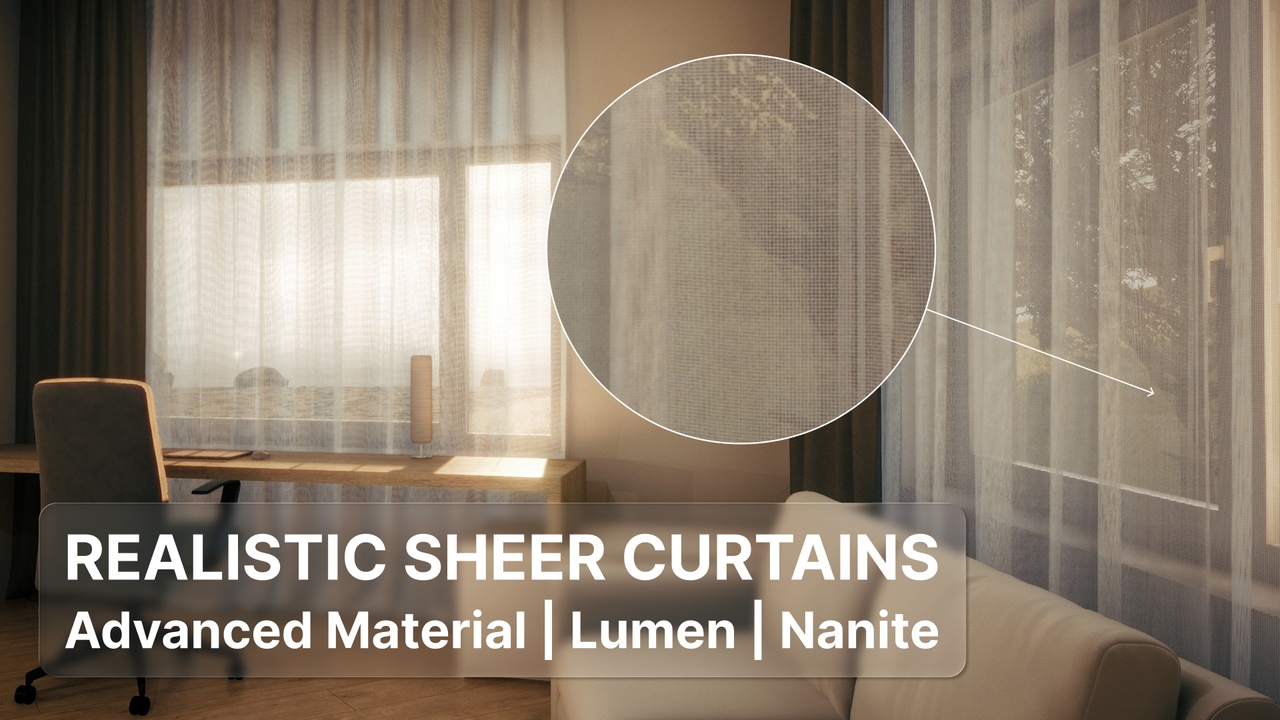 商品 Photorealistic Sheer Curtains / Tulle - Performance Optimized (Lumen Ready) 的媒体 1