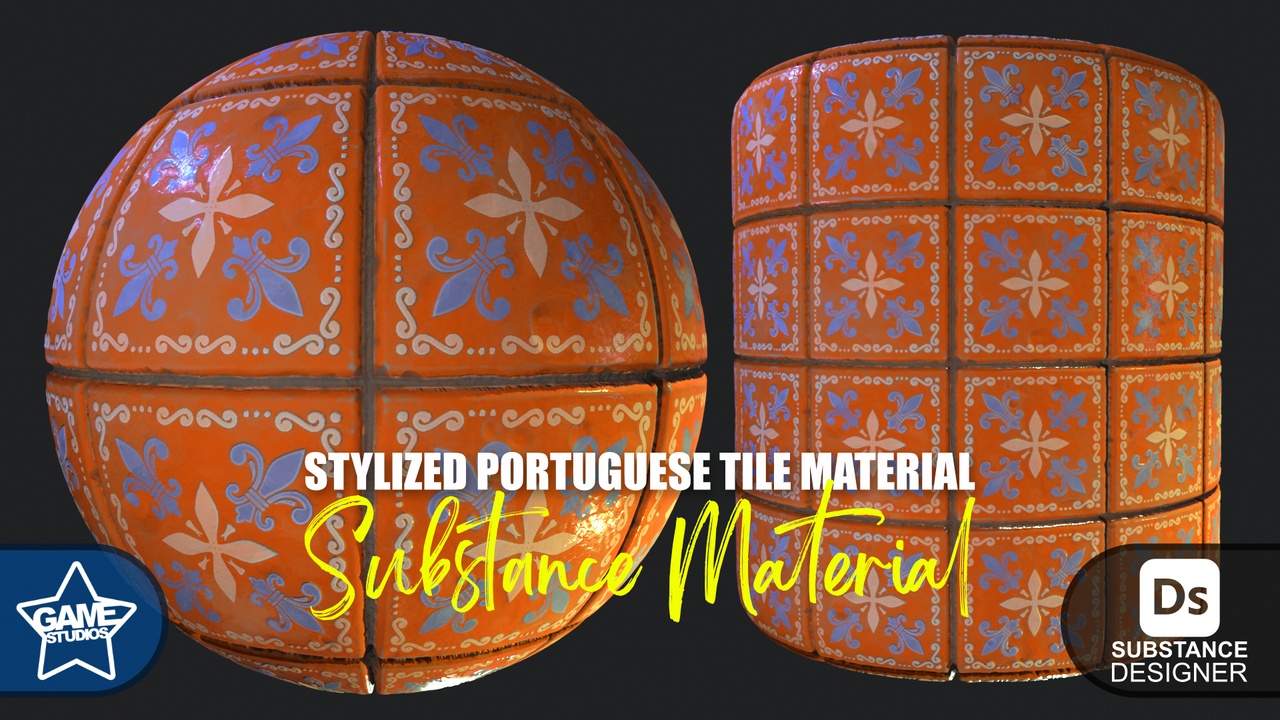 Media 1 for listing Stylized Portuguese Tiles Material 05