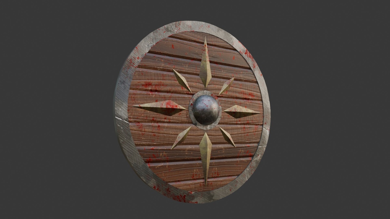 Media 1 for listing Medieval Round Shield | Game Ready Wooden Shield with PBR Textures | Low Poly