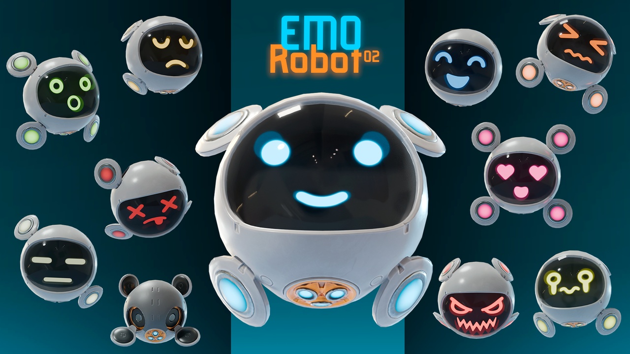 Media 1 for listing Emo Robot 02 – Cute Floating Robot Companion with Emotions