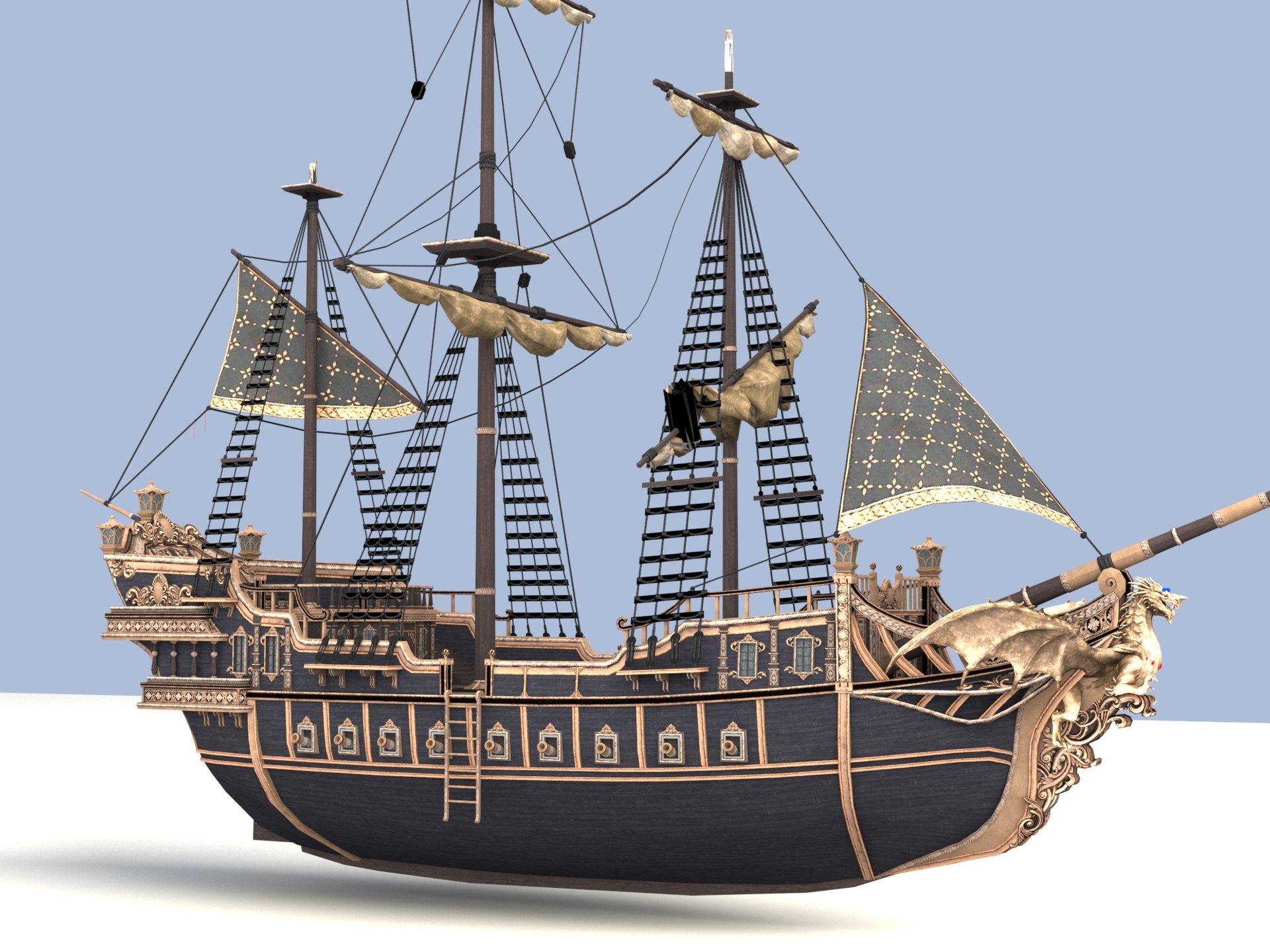 Media 1 for listing Vintage Pirate Galleon European warship  for fantasy sailing games