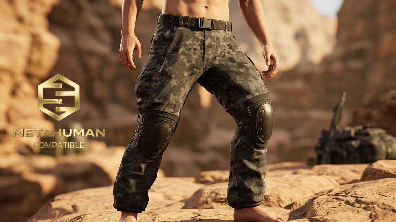 Media 1 for listing Tactical Camo Cargo Pants with Reinforced Knee Guards and Rugged Field Combat Fi