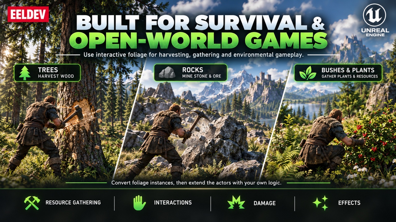 Media 1 for listing Convert Foliage to Interactive Actors for Unreal Engine (Foliage Plugin)