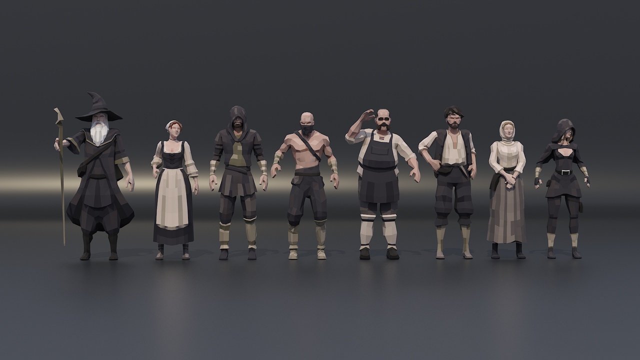Media 1 for listing Medieval Fantasy PolyArt Characters