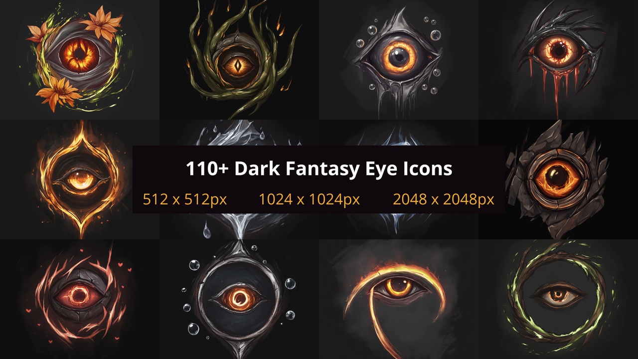 Media 1 for listing 110+ Dark Fantasy Eye Icons 01