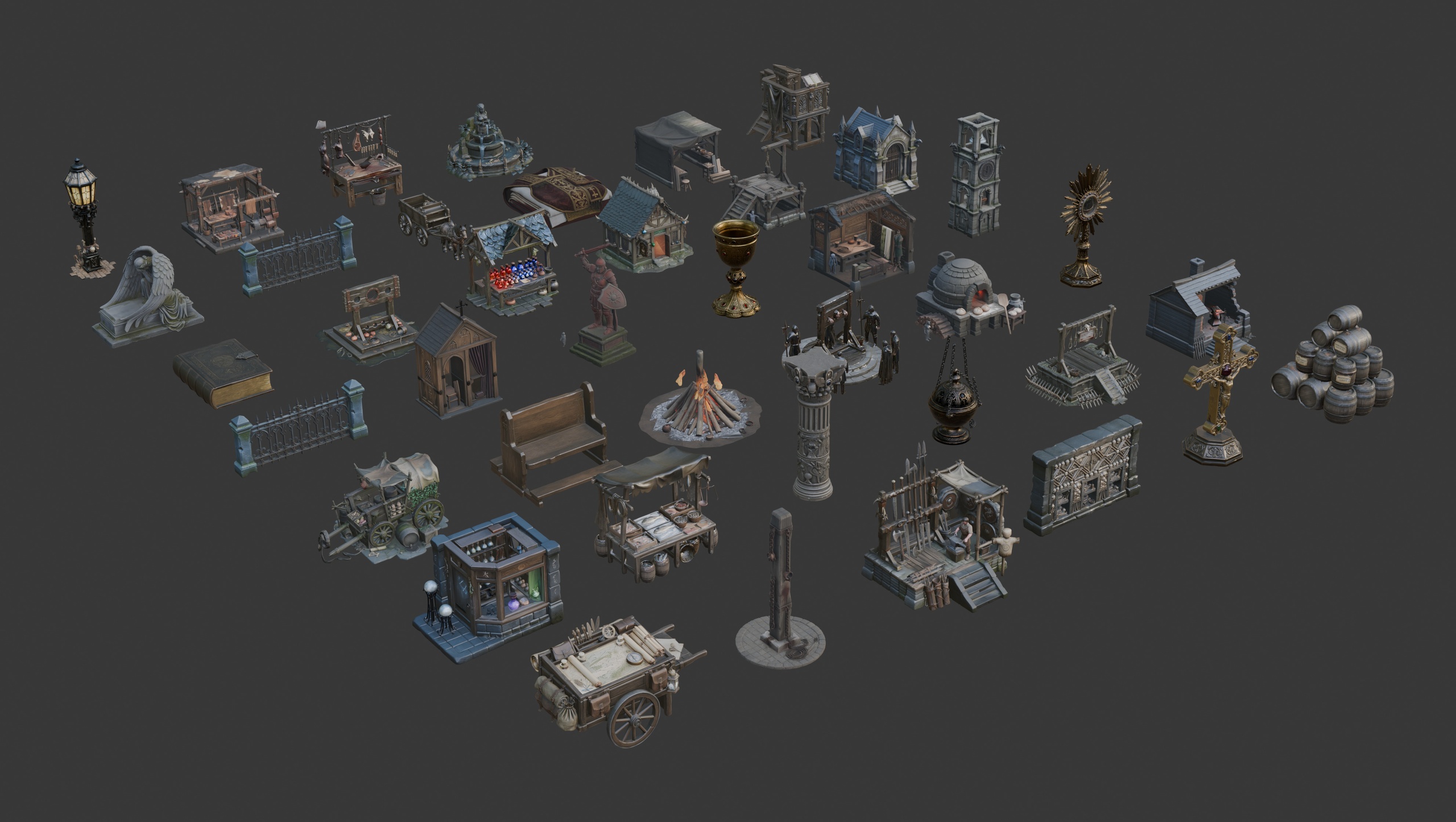 Media 1 for listing dark fantasy props set 004 - 77 assets